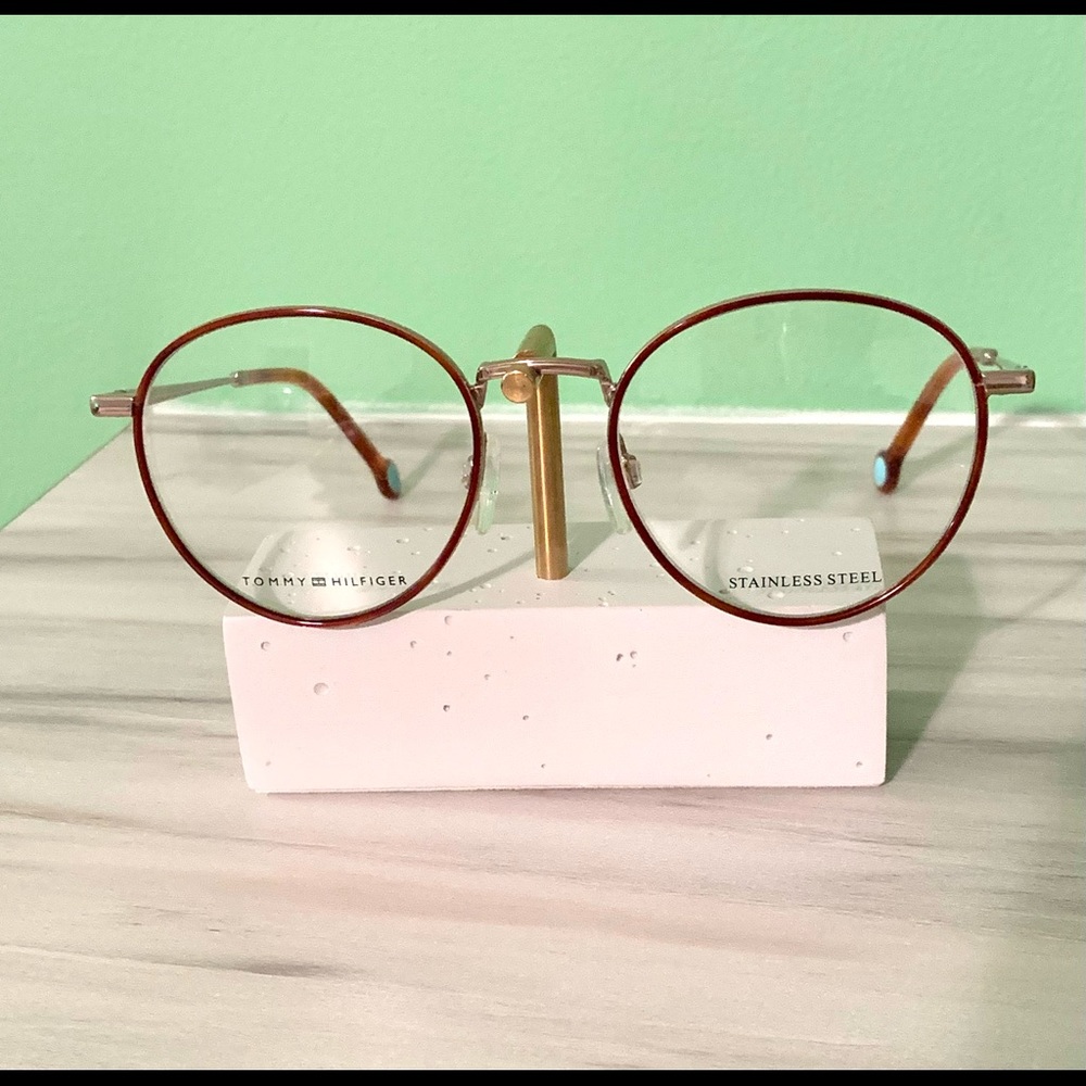 Tommy Hilfiger TH1820 deep burgundy/gold round frames. NEW! 50-20-140
